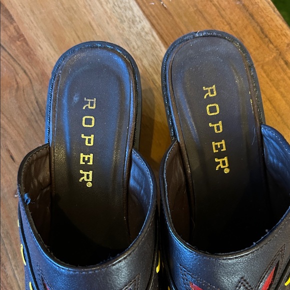 Roper Black Mules with Vibrant Accents - Picture 4 of 7